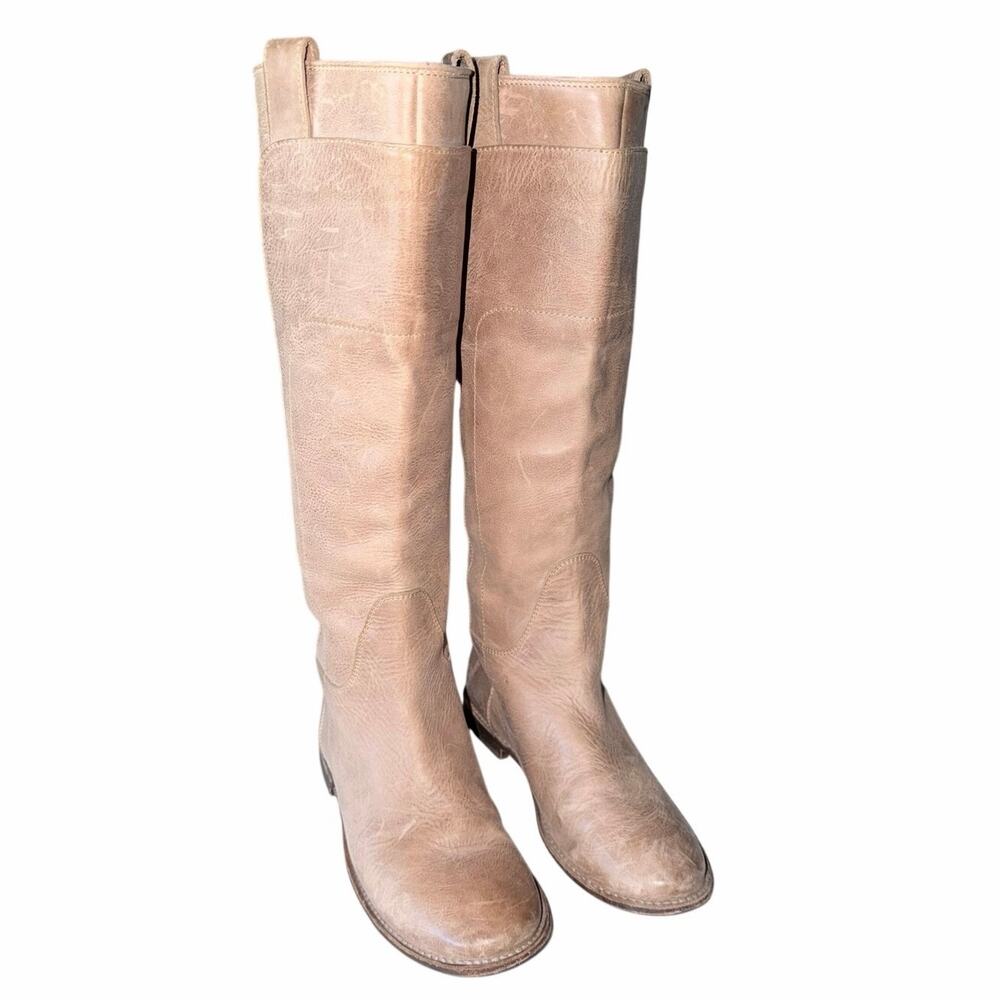 Frye Paige tan leather tall riding boots women’s size 6 western boho heritage